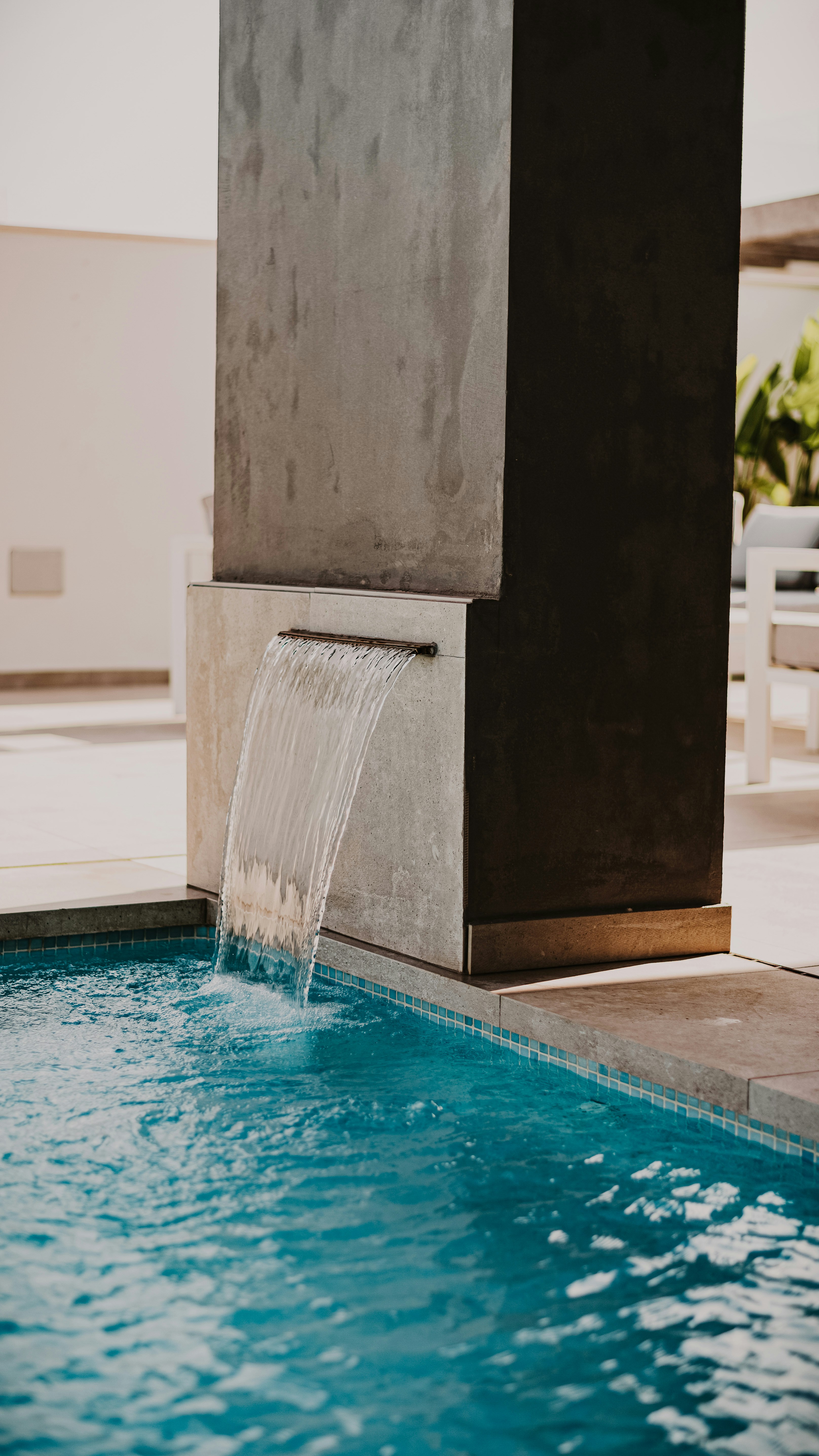 Indoor pool with waterfall
